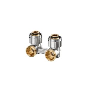Oventrop Multiflex F kétcsöves fűtőtest-csatlakozás ZB, sarok, 3/4" hollandi x 3/4" km, sárgaréz, nikkelezett