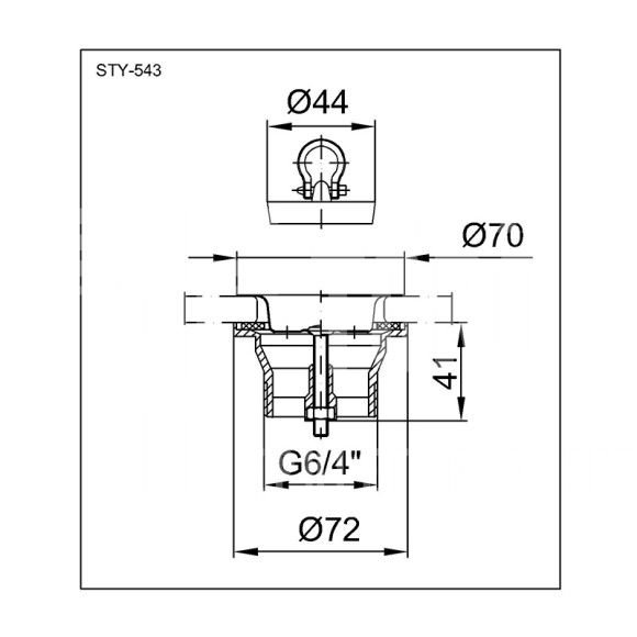 Leeresztőszelep 6/4″ – Ø70 mm-es tányérral, M6x40-es csavarral - Image 2