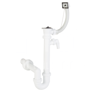 Csőszifon túlfolyóval, leeresztőszeleppel, mosogatógép csatlakozóval, Ø40 mm-es elfolyással